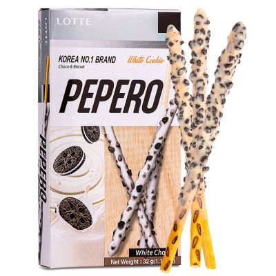 Lotte Pepero Biscuits Sticks with Crushed Cookies (White Cookie)