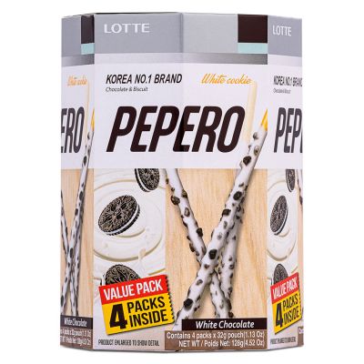 Lotte Pepero Biscuits Sticks with Crushed Cookies (White Cookie) Multipack