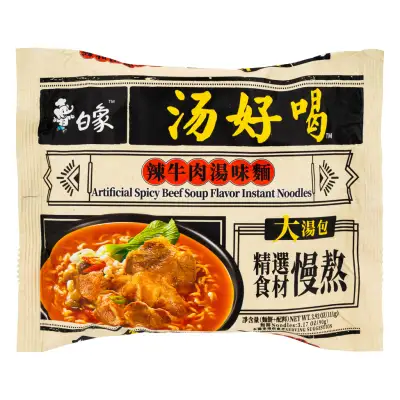 Baixiang Artificial Spicy Beef Soup Flavour Instant Noodle 白象 辣牛肉湯味面麵
