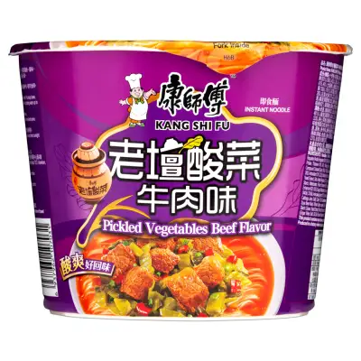 Master Kong Pickled Vegetables Beef Flavour Instant Noodle (Bowl) 康師傅 老壇酸菜味即食麵 (碗)