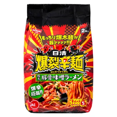 Nissin Explosive Spicy Noodles - Thick Tonkotsu Miso Ramen (2 Packs)
