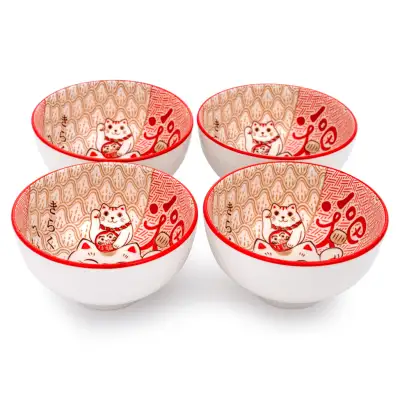 Volaler Lucky Cat Rice Bowl (4 Pcs) 招福 元寶貓 陶瓷碗 4件