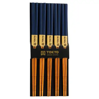 Tokyo Design Studio 5 Pair Blue Bamboo Chopsticks