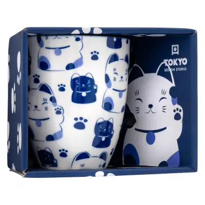 Tokyo Design Lucky Cat Mug (White/Blue)