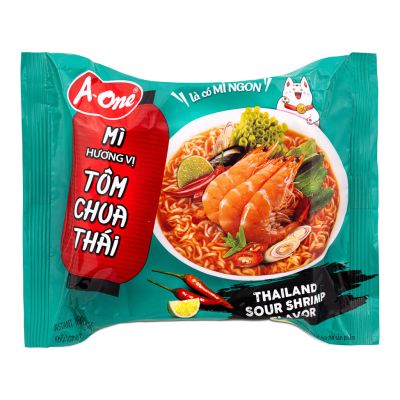 A-One Thai Tom Yum Koong Sour Shrimp Flavour Noodles 泰國口味酸酸蝦麵